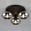 LED Deckenleuchte rund mit 3 Rauchglas Lampenschirmen, Ø 39cm