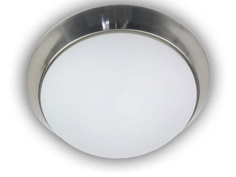 LED-Deckenleuchte rund, Opalglas matt, Dekorring Nickel matt, Ø 40cm