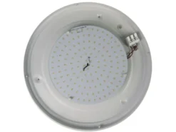 LED-Deckenleuchte rund, Opalglas matt, Dekorring Messing matt, Ø 25cm