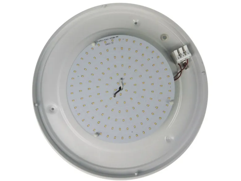 LED-Deckenleuchte rund, Opalglas matt, Dekorring Messing matt, Ø 25cm