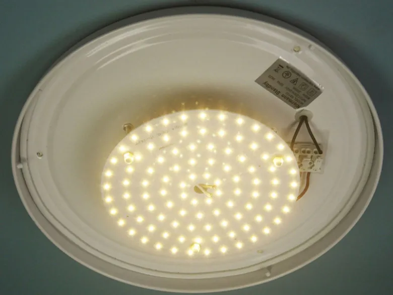 LED-Deckenleuchte rund, Opalglas matt, Dekorring Nickel matt, Ø 35cm