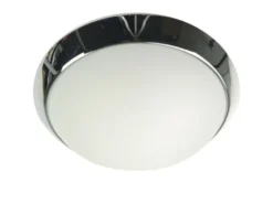 LED-Deckenleuchte rund, Opalglas matt, Dekorring Chrom, Ø 25cm