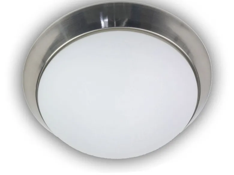 LED-Deckenleuchte rund, Opalglas matt, Dekorring Nickel matt, Ø 45cm