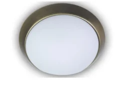 LED-Deckenleuchte rund, Opalglas matt, Dekorring Altmessing, Ø 25cm