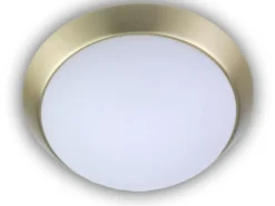 LED-Deckenleuchte rund, Opalglas matt, Dekorring Messing matt, Ø 45cm