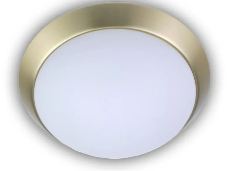 LED-Deckenleuchte rund, Opalglas matt, Dekorring Messing matt, Ø 45cm