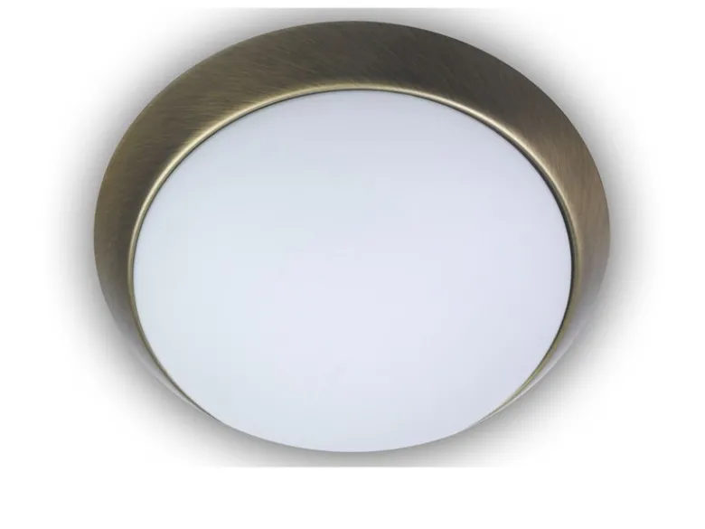 LED-Deckenleuchte rund, Opalglas matt, Dekorring Altmessing, Ø 50cm
