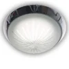 LED-Deckenleuchte rund, Schliffglas satiniert, Dekorring Chrom, Ø 25cm