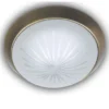 LED-Deckenleuchte rund, Schliffglas satiniert, Dekorring Altmessing, Ø 25cm