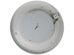 LED-Deckenleuchte rund, Schliffglas satiniert, Dekorring Nickel matt, Ø 25cm
