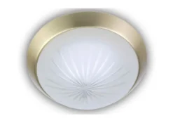 LED-Deckenleuchte rund, Schliffglas satiniert, Dekorring Messing matt, Ø 25cm