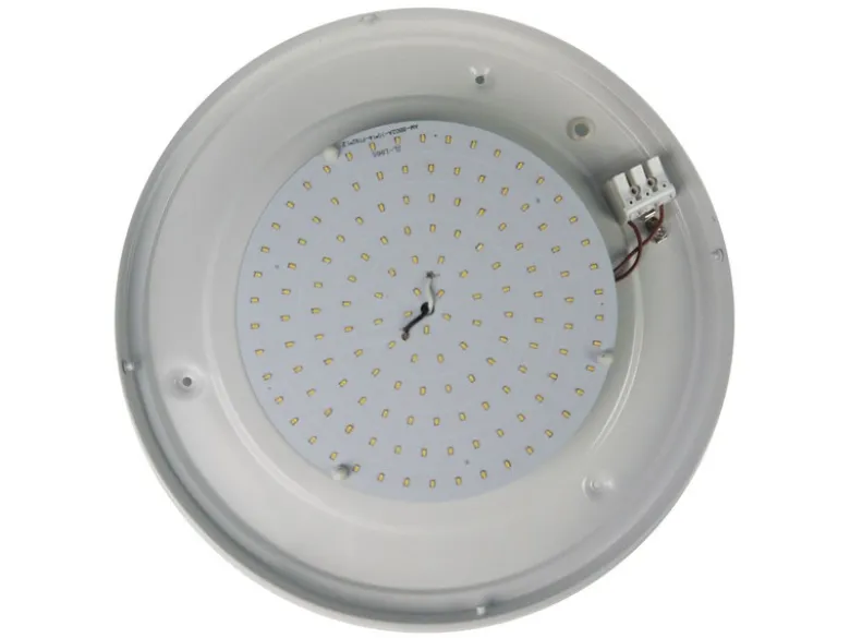 LED-Deckenleuchte rund, Schliffglas satiniert, Dekorring Messing poliert, Ø 25cm