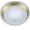 LED Deckenleuchte rund, Schliffglas satiniert, Dekorring Messing matt, Ø 35cm