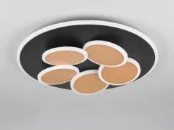 LED Deckenleuchte Schwarz Gold dimmbar mit Fernbedienung & Tageslicht Ø 49cm