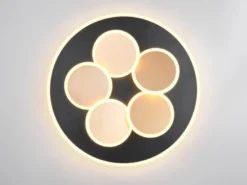 LED Deckenleuchte Schwarz Gold dimmbar mit Fernbedienung & Tageslicht Ø 49cm