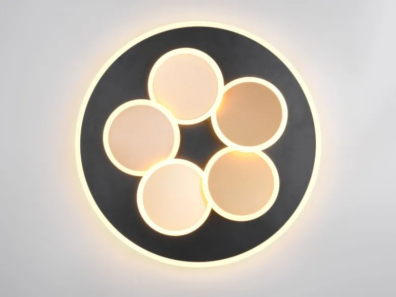 LED Deckenleuchte Schwarz Gold dimmbar mit Fernbedienung & Tageslicht Ø 49cm