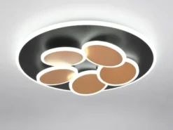 LED Deckenleuchte Schwarz Gold dimmbar mit Fernbedienung & Tageslicht Ø 49cm