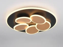 LED Deckenleuchte Schwarz Gold dimmbar mit Fernbedienung & Tageslicht Ø 49cm