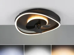 LED Deckenleuchte Schwarz mit Ventilator und Fernbedienung, Ø 50cm