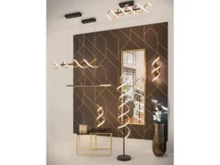 LED Deckenleuchte SEQUENCE hell & dimmbar über Schalter, Schwarz Gold, B: 90cm
