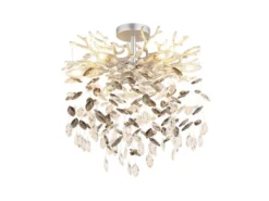 LED Deckenleuchte Silber 6-flammig Glas Kristall 2-farbig Ø 50cm