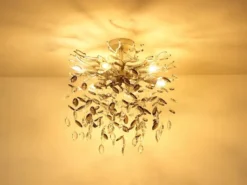 LED Deckenleuchte Silber 6-flammig Glas Kristall 2-farbig Ø 50cm