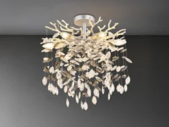 LED Deckenleuchte Silber 6-flammig Glas Kristall 2-farbig Ø 50cm
