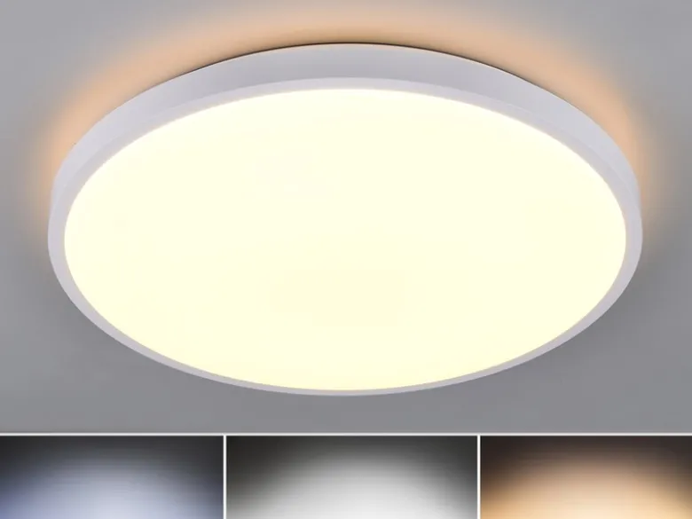 LED Deckenleuchte SLOPE flach mit Fernbedienung, dimmbar, Weiß, Ø 49cm