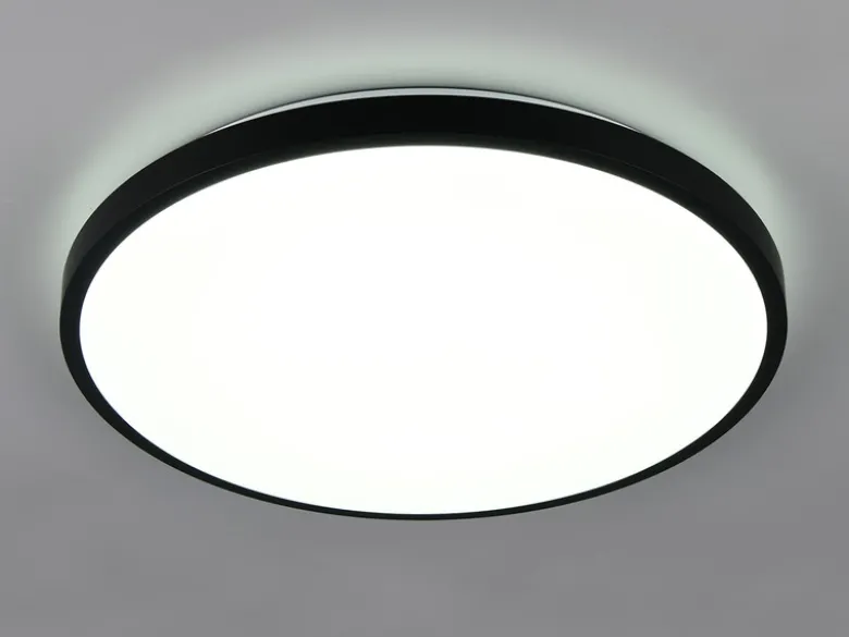 LED Deckenleuchte SLOPE flach mit Fernbedienung, dimmbar, Schwarz, Ø 49cm