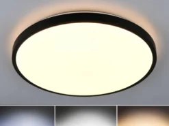 LED Deckenleuchte SLOPE flach mit Fernbedienung, dimmbar, Schwarz, Ø 49cm