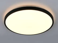 LED Deckenleuchte SLOPE flach mit Fernbedienung, dimmbar, Schwarz, Ø 49cm