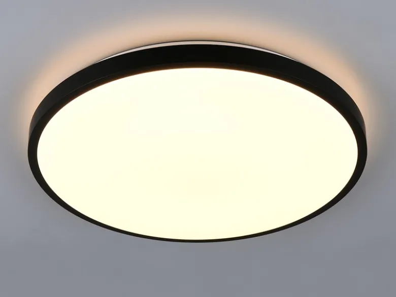 LED Deckenleuchte SLOPE flach mit Fernbedienung, dimmbar, Schwarz, Ø 49cm