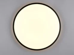 LED Deckenleuchte SLOPE flach mit Fernbedienung, dimmbar, Schwarz, Ø 49cm