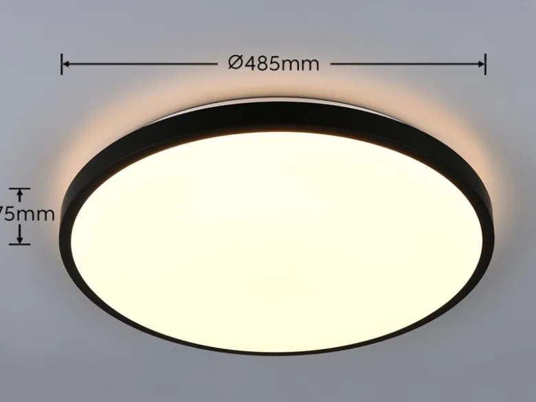 LED Deckenleuchte SLOPE flach mit Fernbedienung, dimmbar, Schwarz, Ø 49cm