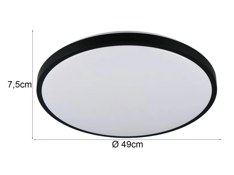 LED Deckenleuchte SLOPE flach mit Fernbedienung, dimmbar, Schwarz, Ø 49cm