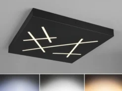 LED Deckenleuchte SNIP flach dimmbar Fernbedienung Schwarz Quadrat 50cm