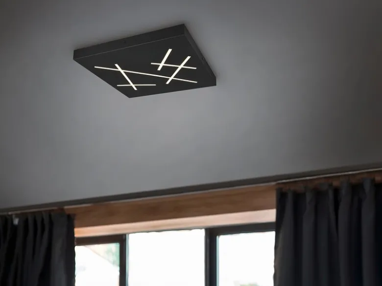 LED Deckenleuchte SNIP flach dimmbar Fernbedienung Schwarz Quadrat 50cm