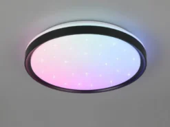 LED Deckenleuchte SOLIT flach dimmbar Fernbedienung, RGB, Schwarz, Ø 39cm