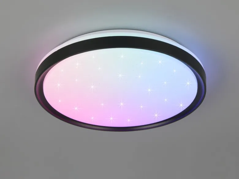 LED Deckenleuchte SOLIT flach dimmbar Fernbedienung, RGB, Schwarz, Ø 39cm