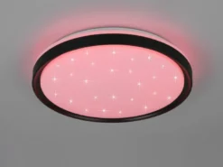 LED Deckenleuchte SOLIT flach dimmbar Fernbedienung, RGB, Schwarz, Ø 39cm