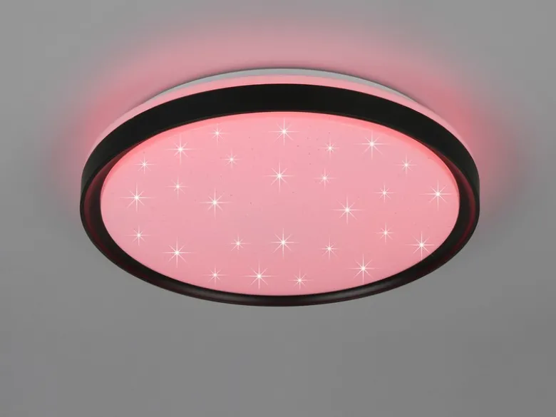 LED Deckenleuchte SOLIT flach dimmbar Fernbedienung, RGB, Schwarz, Ø 39cm
