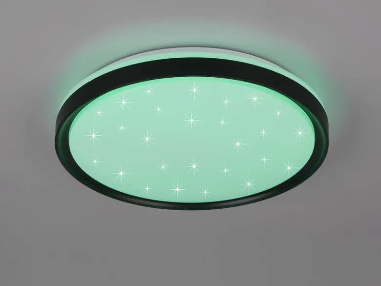 LED Deckenleuchte SOLIT flach dimmbar Fernbedienung, RGB, Schwarz, Ø 39cm