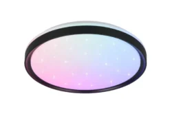 LED Deckenleuchte SOLIT flach dimmbar Fernbedienung, RGB, Schwarz, Ø 39cm