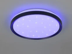 LED Deckenleuchte SOLIT flach dimmbar Fernbedienung, RGB, Schwarz, Ø 39cm