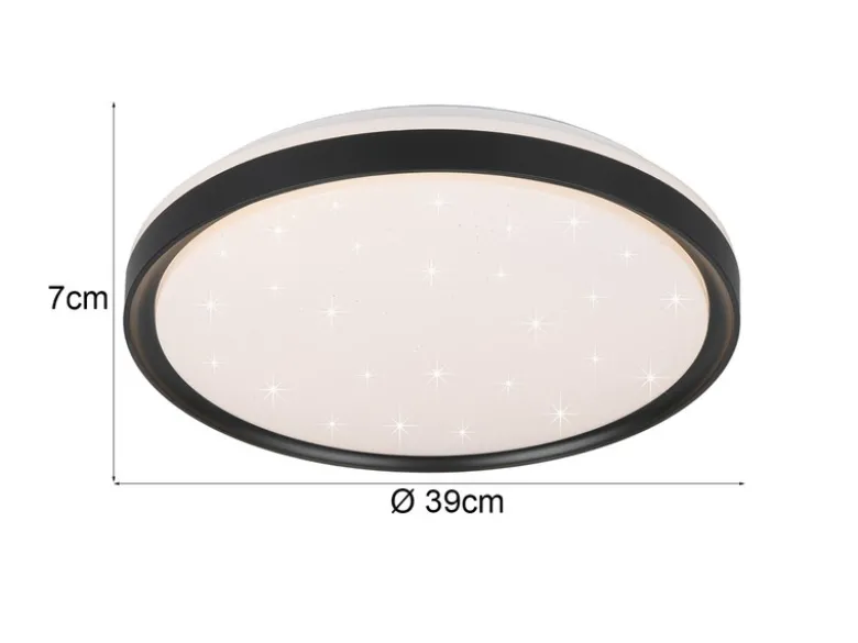 LED Deckenleuchte SOLIT flach dimmbar Fernbedienung, RGB, Schwarz, Ø 39cm