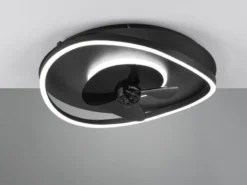 LED Deckenleuchte SORTLAND Schwarz mit Ventilator & Fernbedienung, Ø 50cm