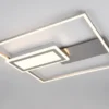 LED Deckenleuchte SPIRO mit Fernbedienung flach Silber, dimmbar, Breite 53cm