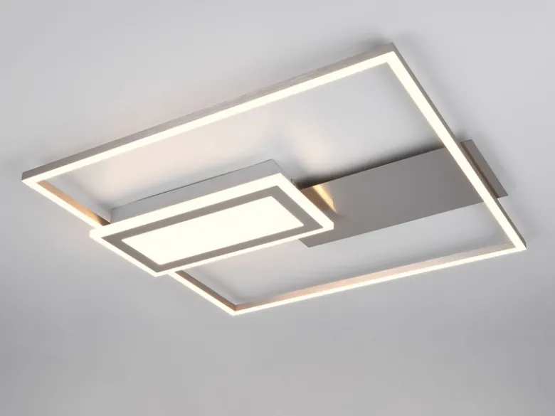 LED Deckenleuchte SPIRO mit Fernbedienung flach Silber, dimmbar, Breite 53cm