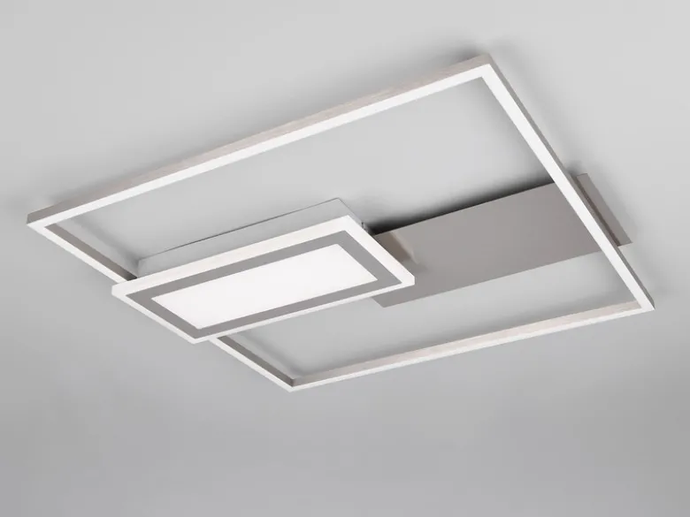 LED Deckenleuchte SPIRO mit Fernbedienung flach Silber, dimmbar, Breite 53cm