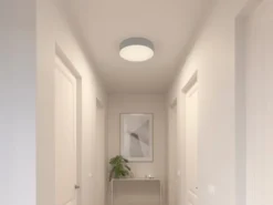 LED Deckenleuchte Stoff Grau / Abdeckung satiniert, Ø 50cm